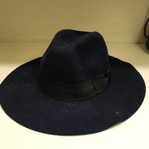 Navy Hat with Black Ribbon Band